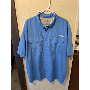 Realtree Fishing Men's Casual Button-Down Shirt Blue 2XL Polyester